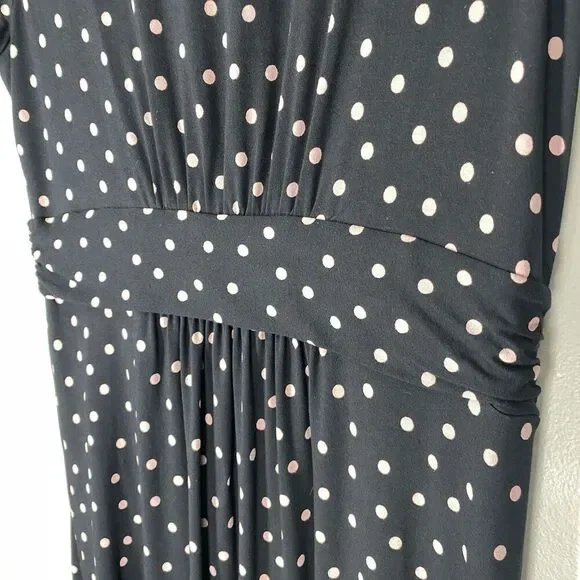 Boden Amelie Jersey Dress Polka Dot Black Pink Sz 10 petite 10P Office casual - Picture 3 of 11